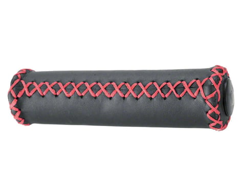 Dimension Hand-Stitched Leather Grips (Black/Red)